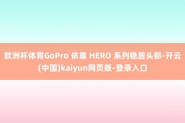 欧洲杯体育GoPro 依靠 HERO 系列稳居头部-开云(中国)kaiyun网页版-登录入口