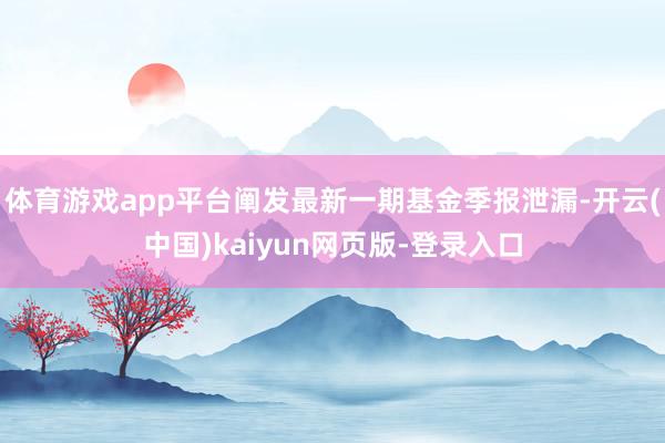 体育游戏app平台阐发最新一期基金季报泄漏-开云(中国)kaiyun网页版-登录入口